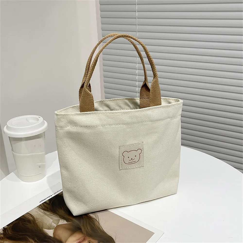 Bear Printed Canvas Tote Bag Women Shopper Handbags Reusable Ladies Casual Storage Bags Large Capacity School Shoulder Bag