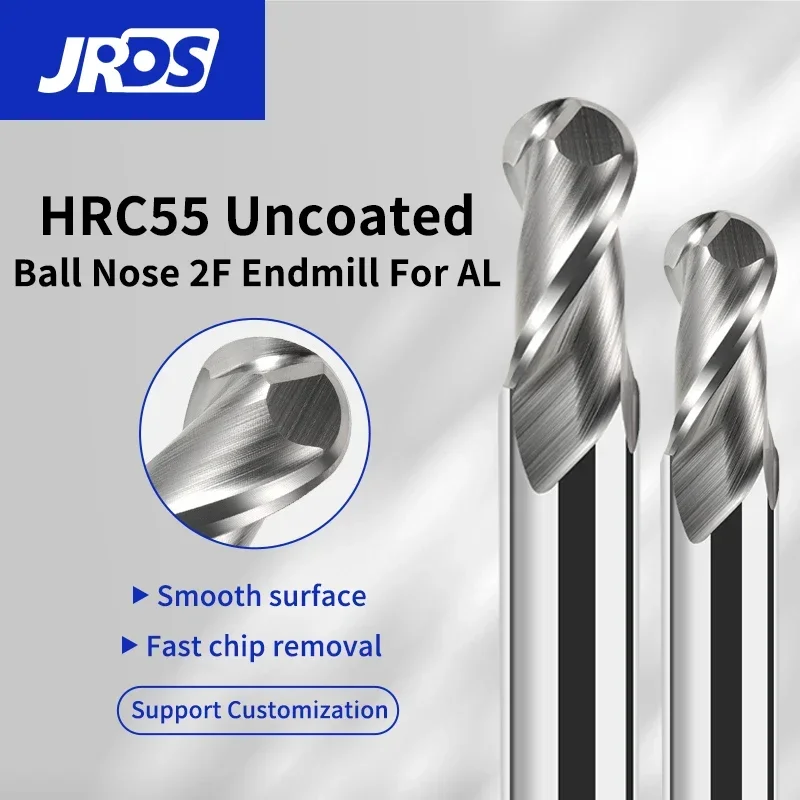 Chowmaster HRC55 2F2 Fluit Kogelfrees Wolfraamcarbide Cutter CNC Router Bit Frees