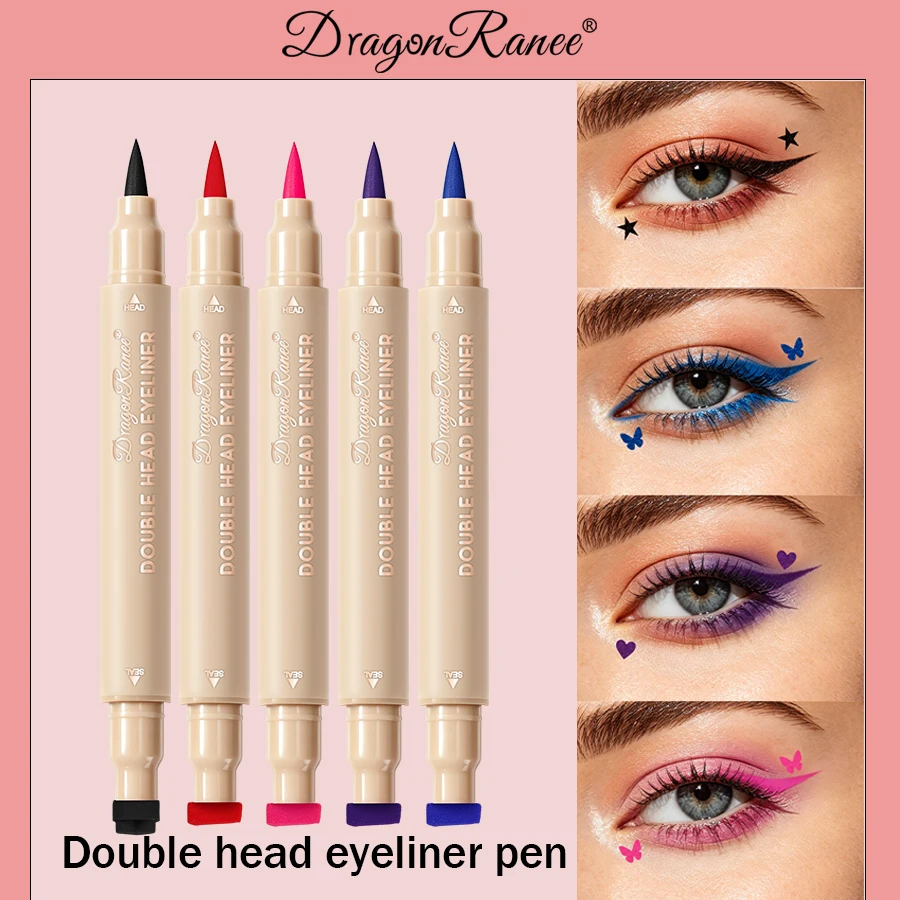 Double head dual-use eyeliner pen Seal eye shadow waterproof, non smudging, fast coloring, continuous makeup, daily novice use e