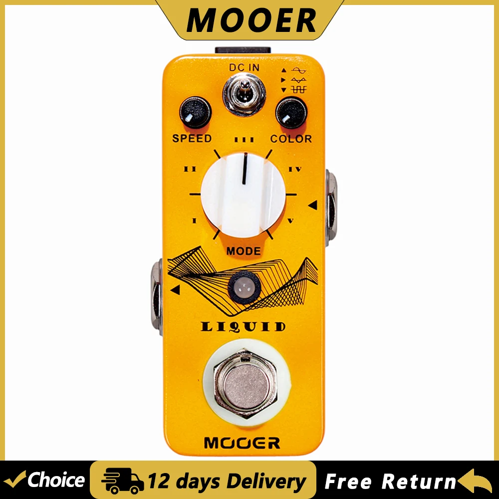 MOOER Guitar Effect Pedal Liquid Digital Phaser with 5 Different Effects 3 Selectable Wave True Bypass Guitar Parts Accessories