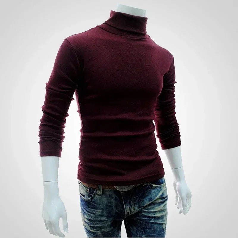 Spring Thin Men Turtleneck Sweaters Black Pullovers Clothing for Men Harajuku Knitted Sweater Male Solid Pull Hombre Tops
