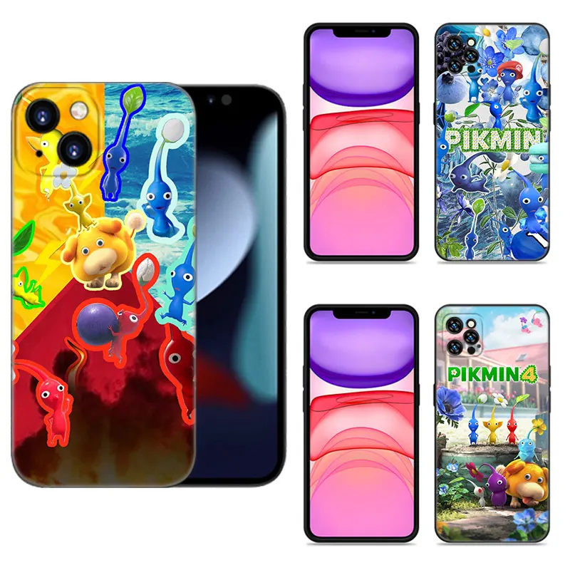 Pikmin Game Black Silicone Phone Case For Apple iPhone 12 13 Mini 11 14 15 Pro Max 7 8 Plus X XR XS SE 2020 2022