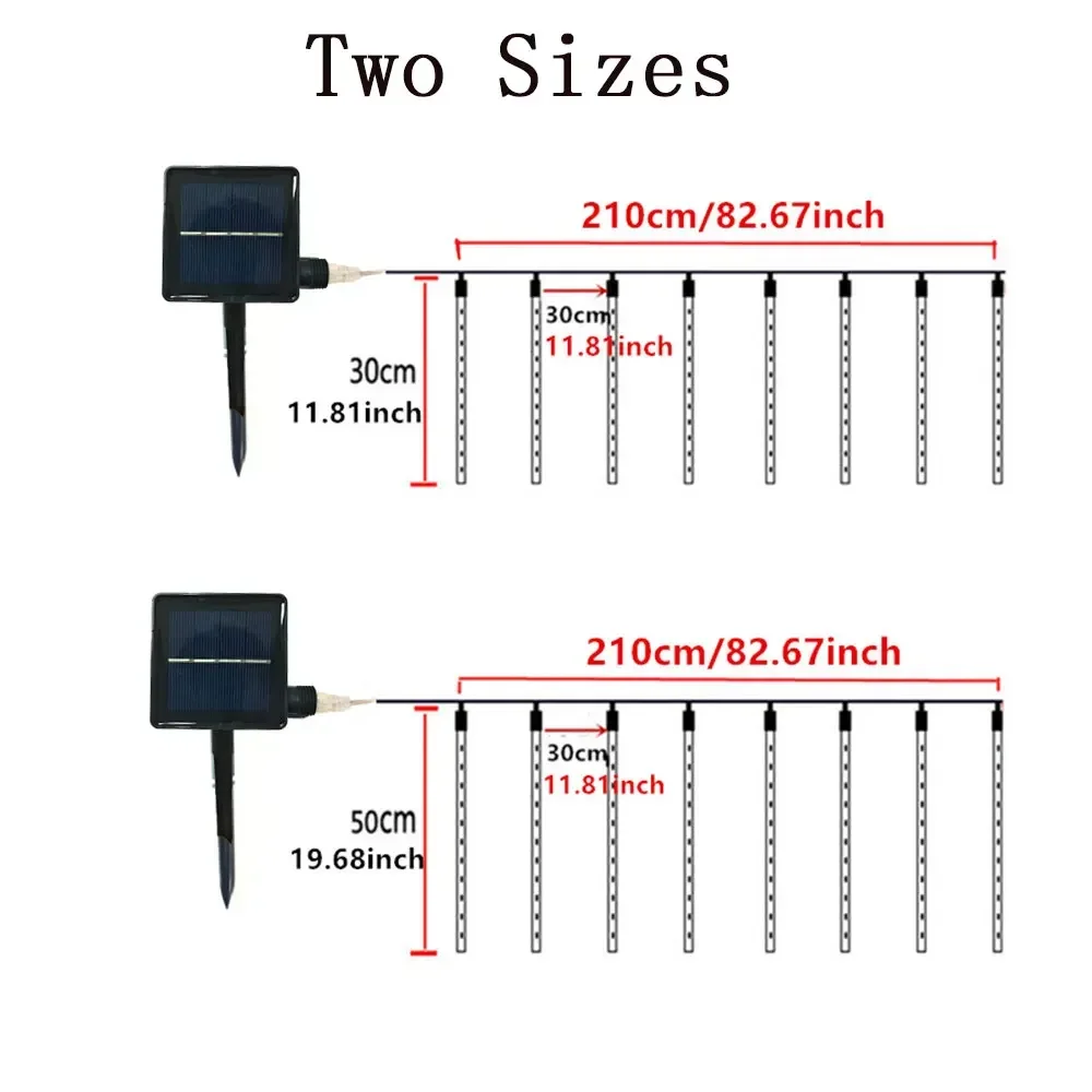 Christmas Solar Meteor Shower Light Rain Drop Fairy String Lights 30/50CM Christmas Decorations for Home Garden Holiday Lighting