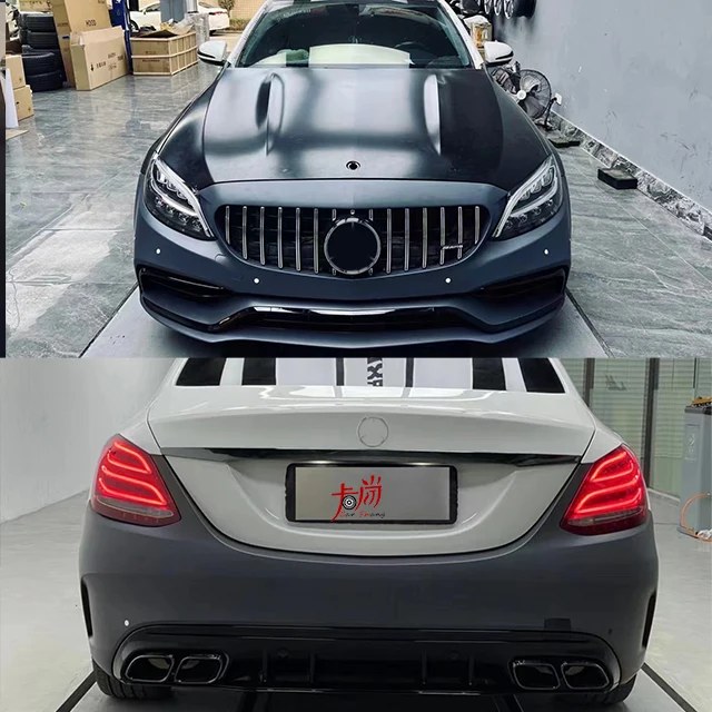 Applicable for Z C-Class W205 Upgrade AMG63 1:1 Narrow Body Kit Grille Mirror Surface Label Front  Rear Bumper Modification