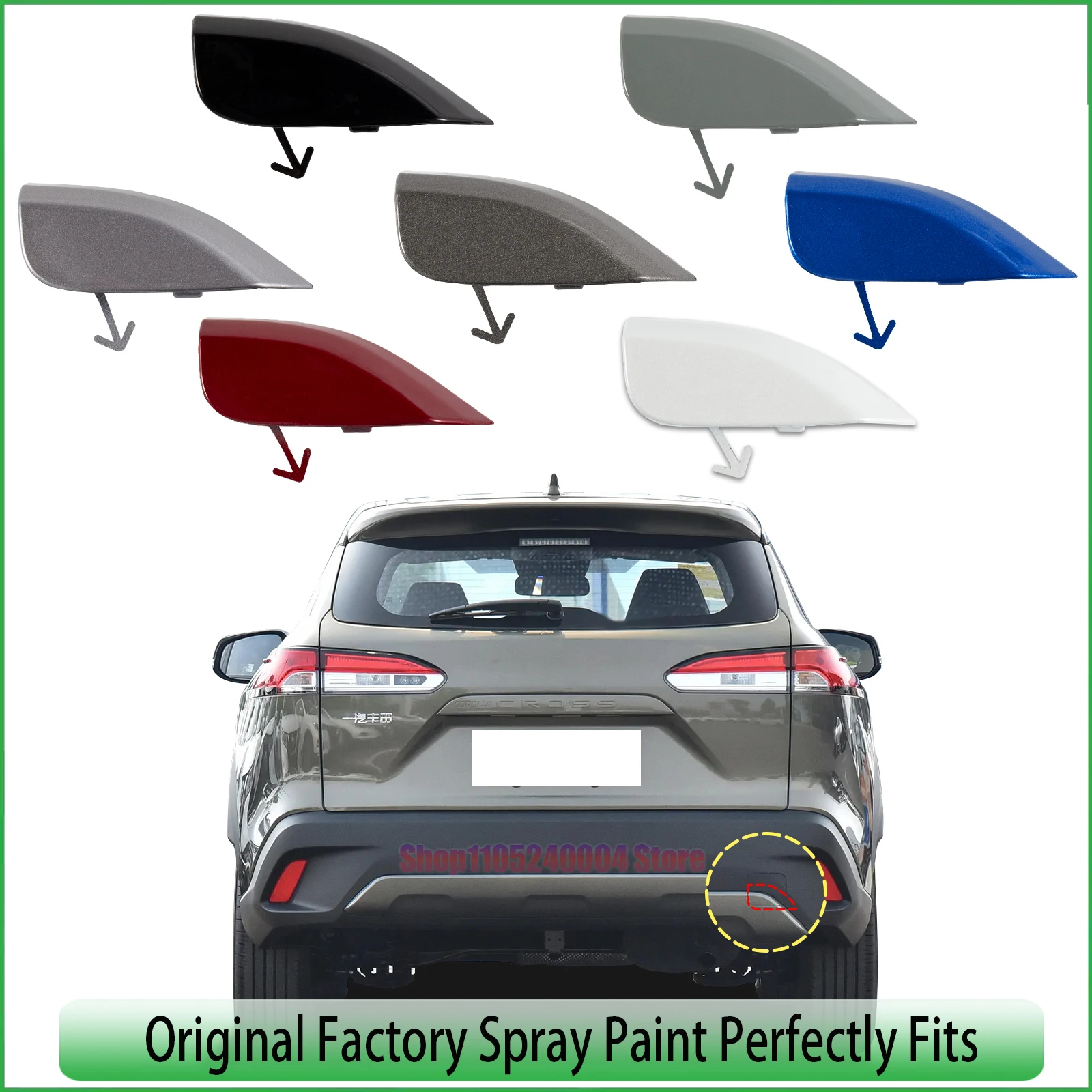 For Toyota RAV4 2019 2020 2021 2023 Rear Bumper Tow Hook Cover Cap Set Left Right Parts 52162-0A060 52183-0A050