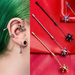 1PC Surgical Steel Morningstar Industrial Barbell  Ear Industrial Piercing Ear Straight Barbell Ring Body Piercing Jewelry