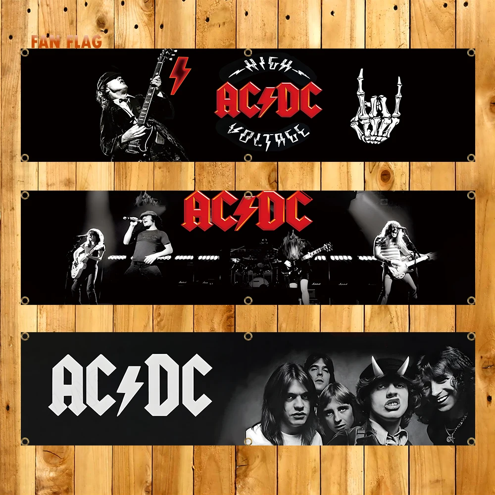 60X240cm AC/DC Band Banner Flag Polyester Printed Garage or Outdoor Decoration Tapestry