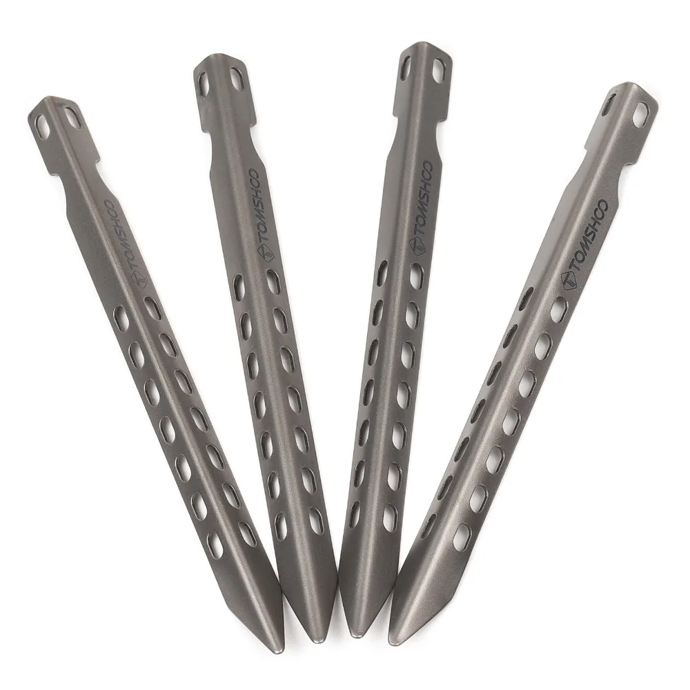 4PCS Ti Alloy Material V-Shaped Tent Pegs V-Shaped Design 10X10X160mm Camping Tent Nails Ultralight Tent Pegs For Camping