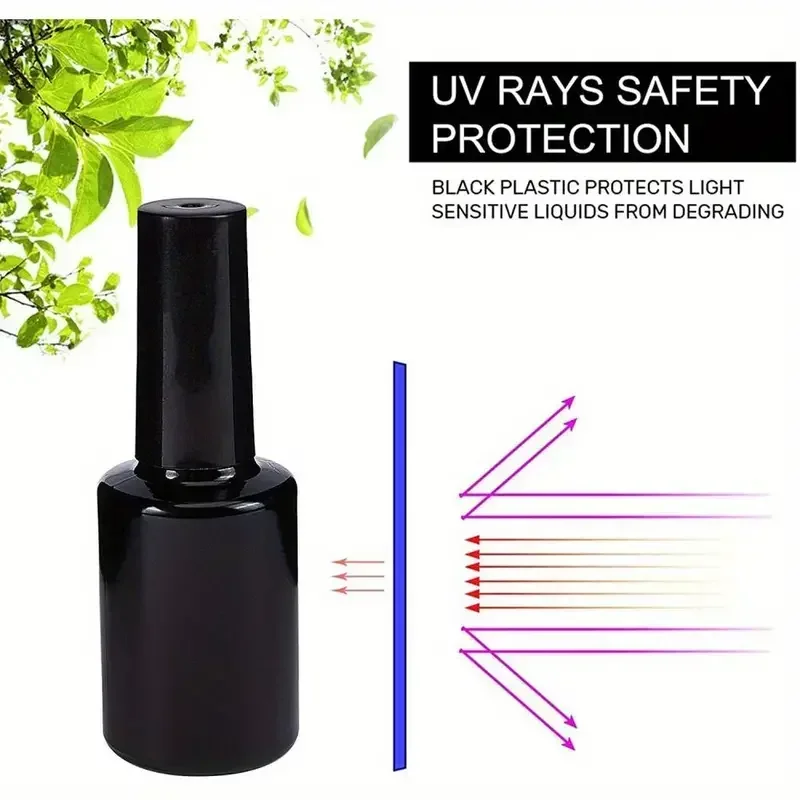 5/10 Stuks Zwarte Nagellak Flessen 15 Ml Lege Hervulbare Nagel Gel Polish Containers Met Borstel Cap Makeup gereedschap Nail Accessoires