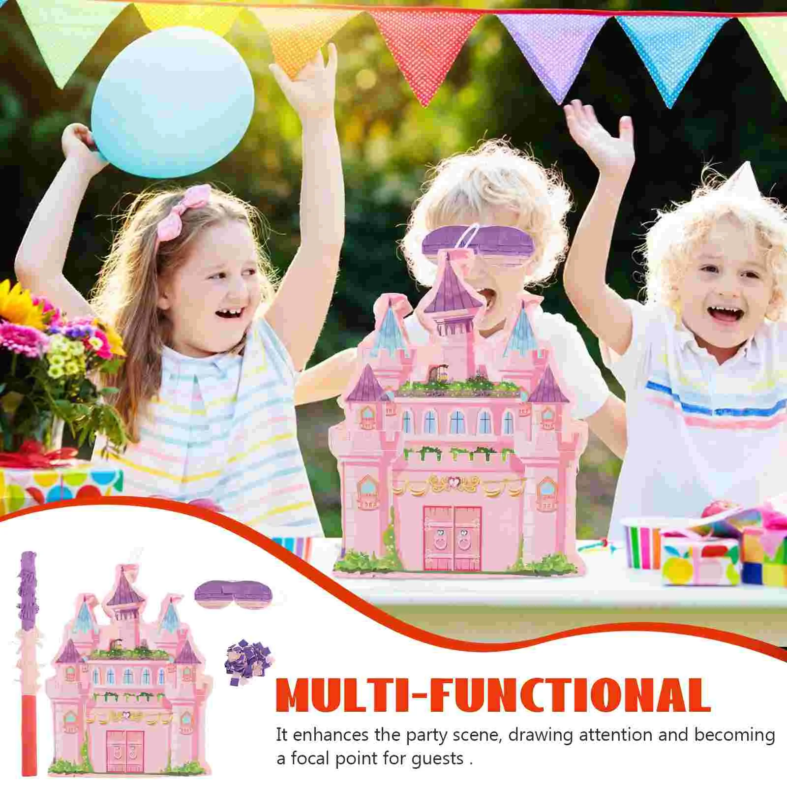 1 Set Princess Castle Pinata For Party Hanging Candy Container For Birthday Celebrations Party Game Decoration Castle Hanging Pi