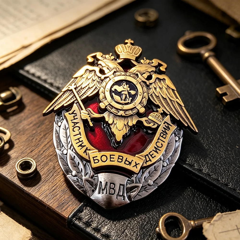 Russia Double-headed Eagle Badge Internal Security Forces The Ministry Internal Affairs Medal Collection Pin Decoration Craft