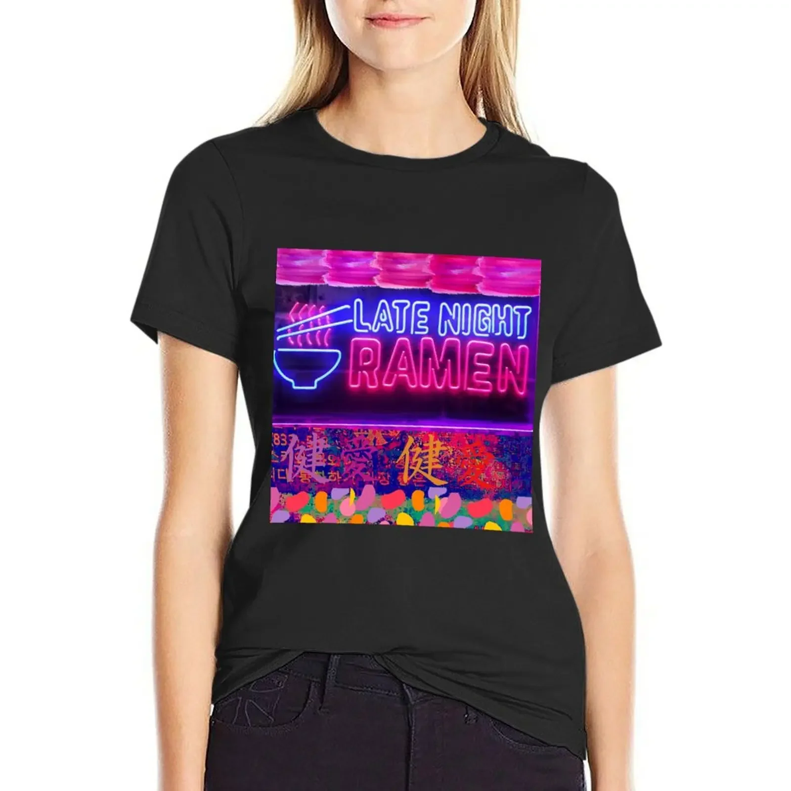 

LATE NIGHT RAMEN T-shirt hippie clothes anime clothes lady clothes Top Women