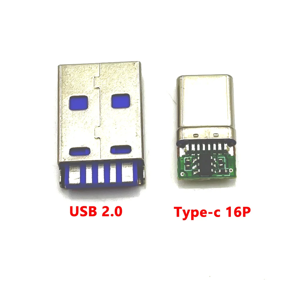 1sets Fast Charge Type-C USB 2.0 65W 5A Male Connector Welding With IC 5P PCB + Type A Male 16P USB DIY OTG Data Charge DIY KIT