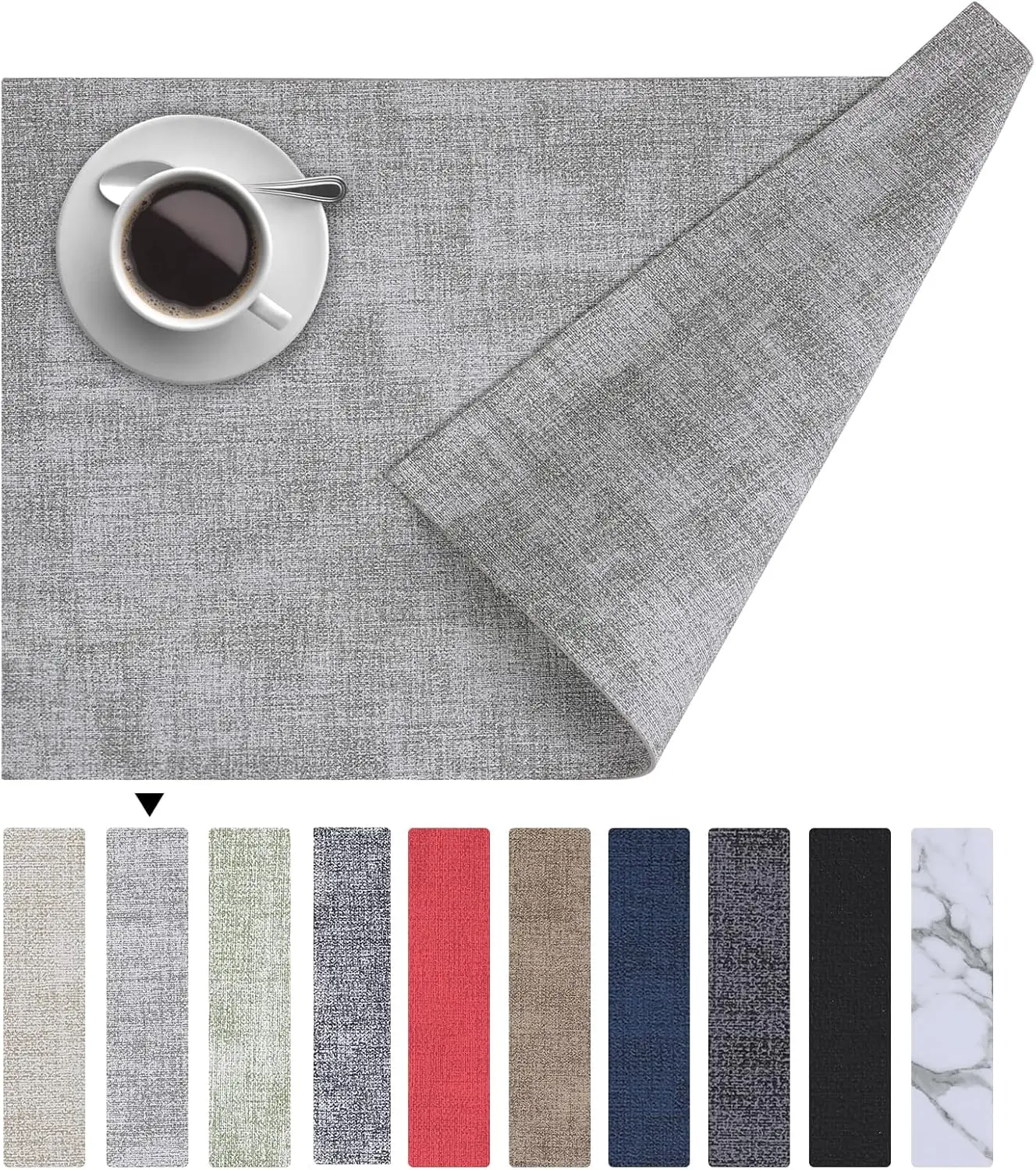

Faux Leather Heat Resistant Placemats for Dining Table Set of 6, Waterproof Wipeable Washable PU Table Mats, Easy to Clean Anti-