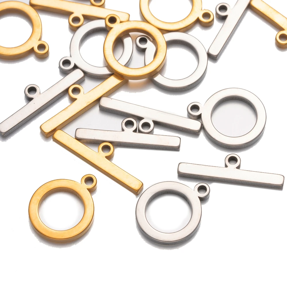 5sets Stainless Steel Gold OT Clasps Bracelets Toggle Hook Connectors for Jewelry Making DIY Necklace Bracelet Supplies No Fade