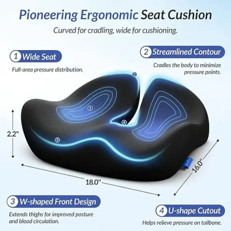 

2025 Explosion Ergonomic Seat Cushion Made From Memory Foam Ergonomic Memory Foam Seat Cushion