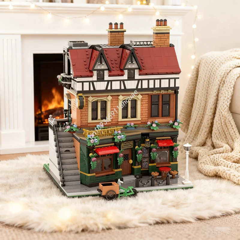 3123 قطعة MOC مستقيم تيودور نزل الزاوية وحدات نموذج اللبنات DIY بها بنفسك ألعاب إبداعية الطوب الاطفال هدايا عيد الميلاد عيد الميلاد #1