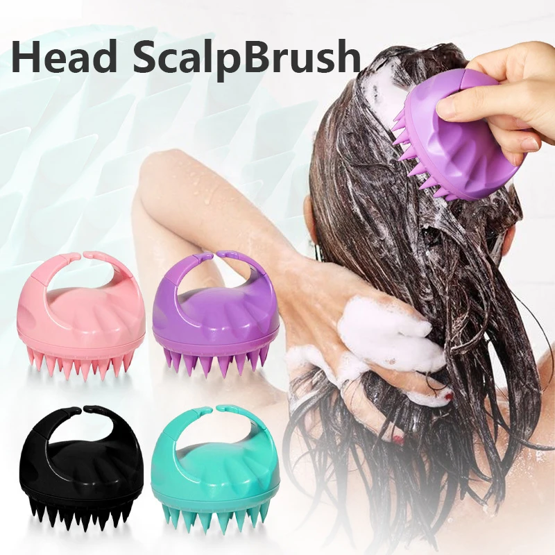 Head Massage Instrument Handheld Round Soft Scalp Massage Brush Silicone Shampoo Brush Hair Shower Brush Comb Bath Massage Brush