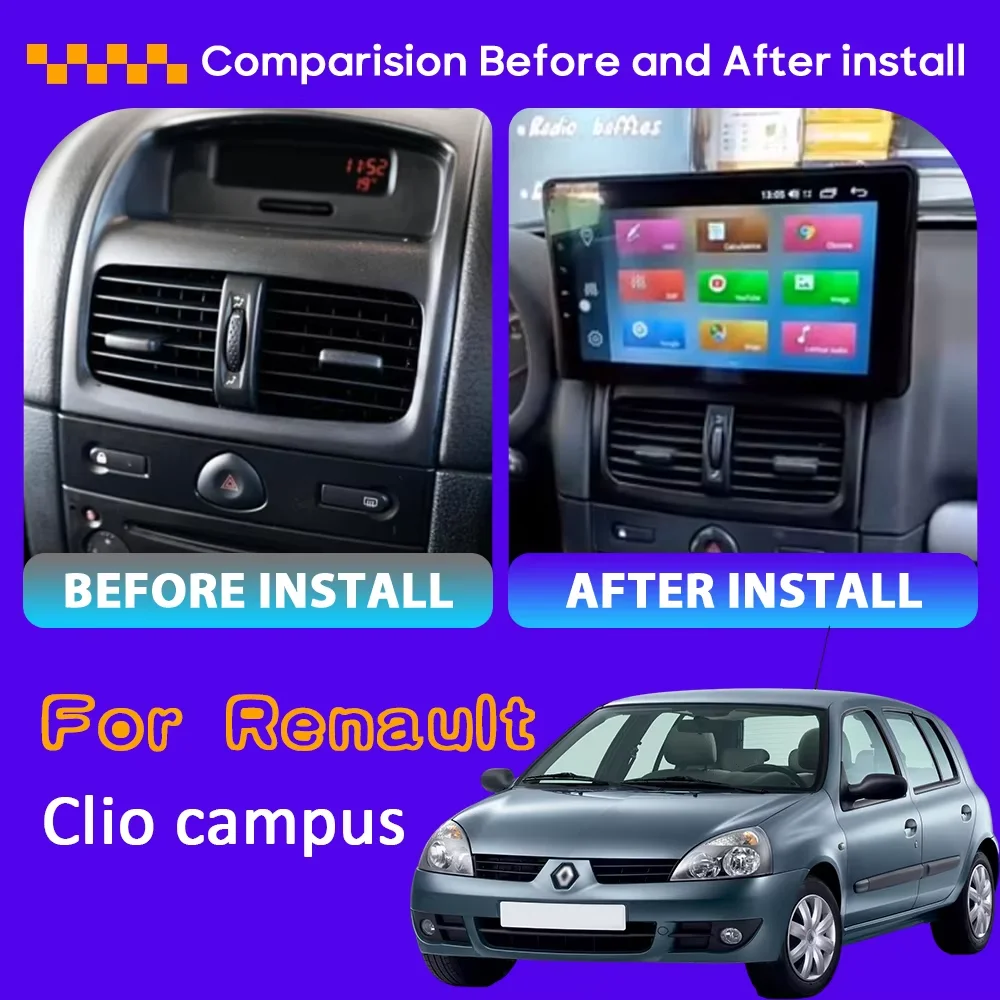 Navigation Player Auto Radio For Renault Clio campus Android 14 Car No 2din DVD 2 din Multimedia Head Unit Carplay Video Screen