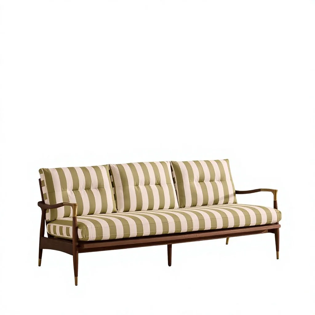 &Modern Outdoor Garden Teak Wood Sofa Set Durable and Waterproof with Fashion Stripe Color