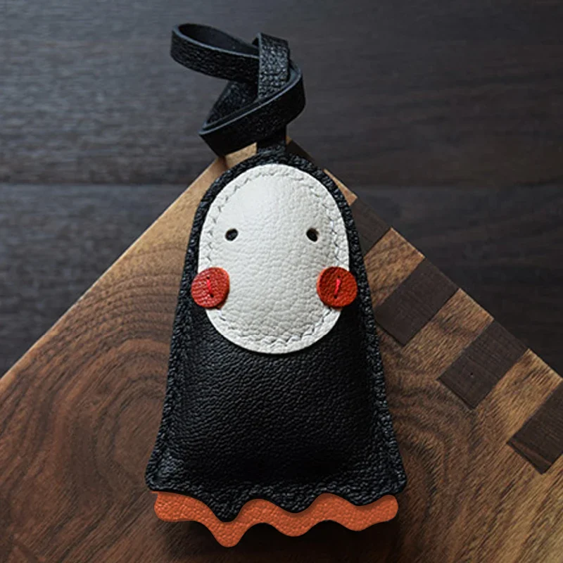 

Sheepskin Handmade Real Leather Black No Face Bag Charm KeyChain Gift Cute Decoration For Bags Exquisite Charm Bags Accessories