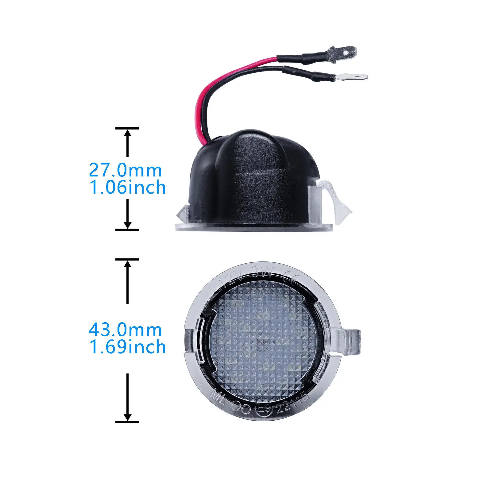 1Pair Car Light LED Side Under Mirror Puddle Light For Ford Mondeo V Fusion Ranger Expedition Side Mirror Puddle Light LED Lamp view 6