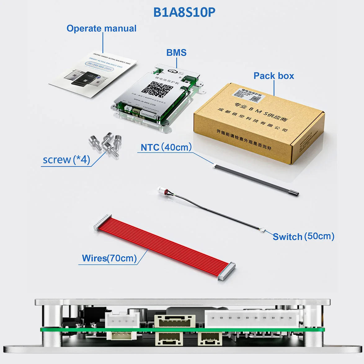 JIKONG BMS B1A8S10P BT CAN RS485 Heat 1A Active Balance 4S~8S LiFePo4 Li-ion LTO 18650 Battery 100A Charge Smart JKBMS Balancer