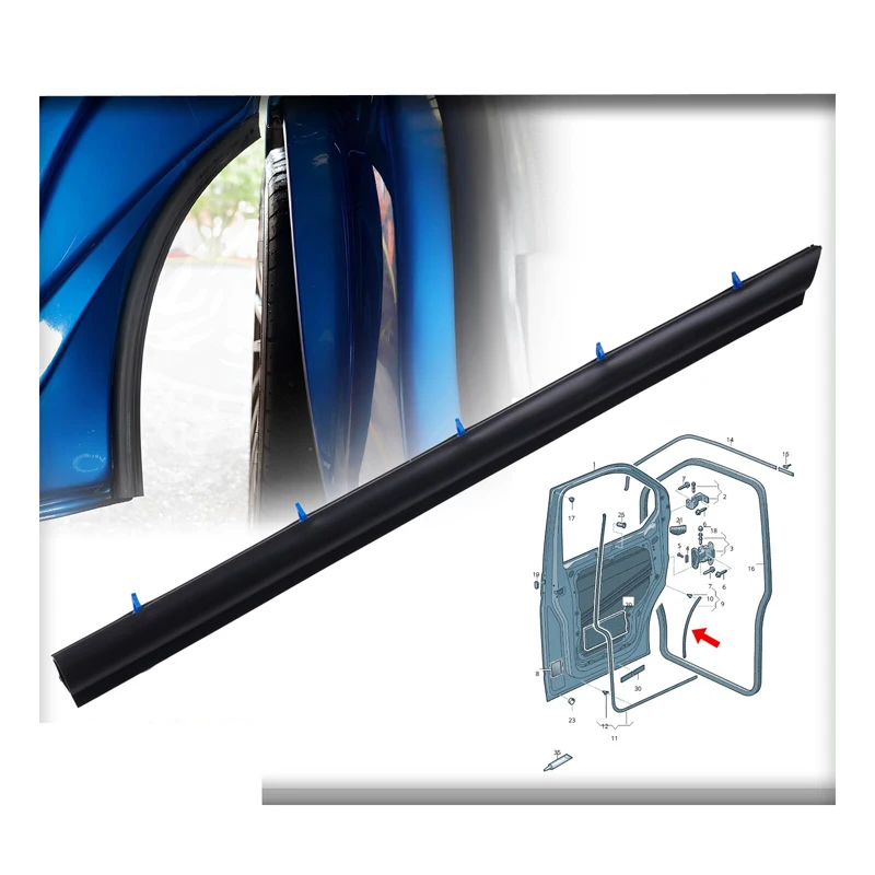 

FOR VW TRANSPORTER T5 T6 MULTIVAN FRONT LEFT DOOR WHEEL ARCH SEAL RUBBER + CLIPS