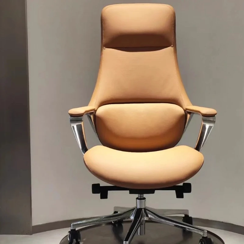 كرسي مكتب ناعم بمسند للذراعين، طويل القامة، مصمم حديث، كرسي مكتب مريح من الجلد، أثاث مكتبي سيلا دي إسكريتوريو #6