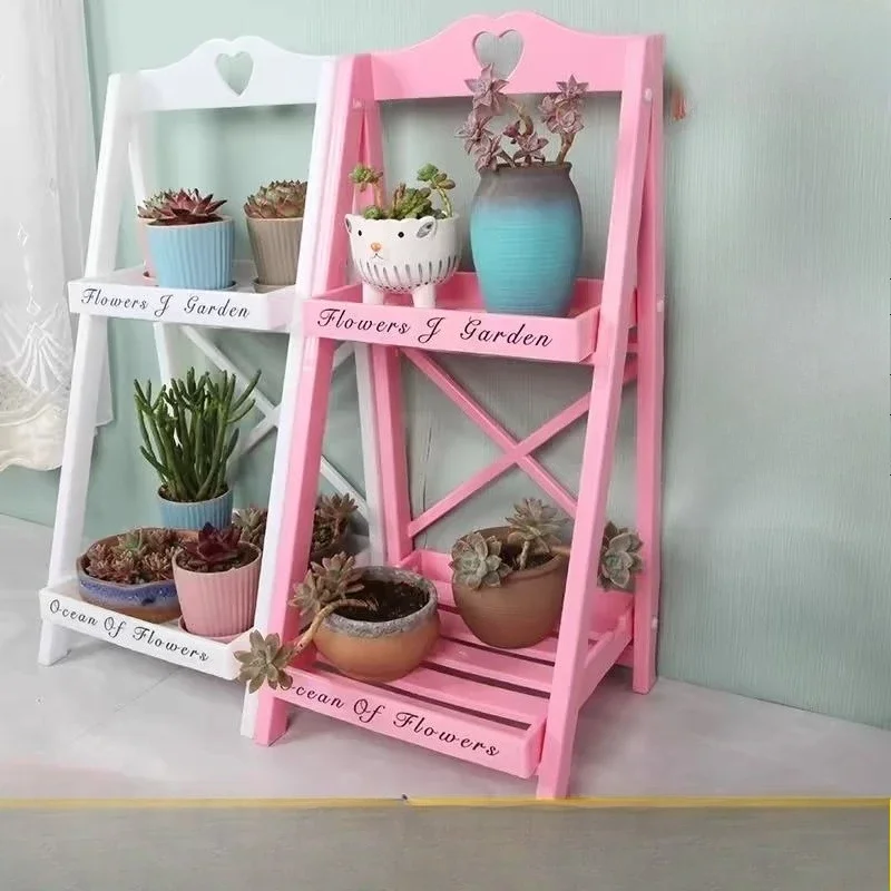 Plastic Indoor Plant Stand Ins Folding Balcony Plant Rack Portable Outdoor Storage Shelf Flower Pot Stand Bedside Storage Rack