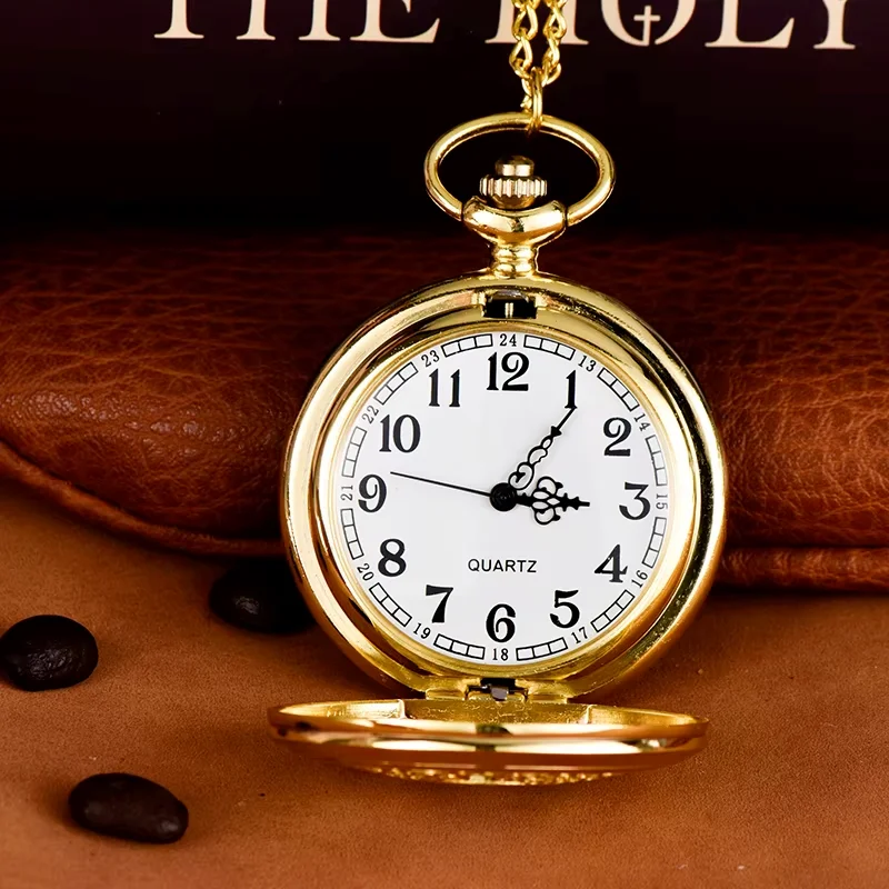 Orologio da taschino digitale con fiore denso scavato, orologio da taschino digitale, collana lunga, orologio da taschino in oro