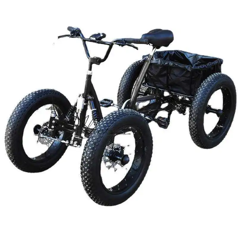 Wide Fat Tire 4 Wheel Off Road Bike Pedal Drive Beach Snow Mountain Cruiser Quadricycle