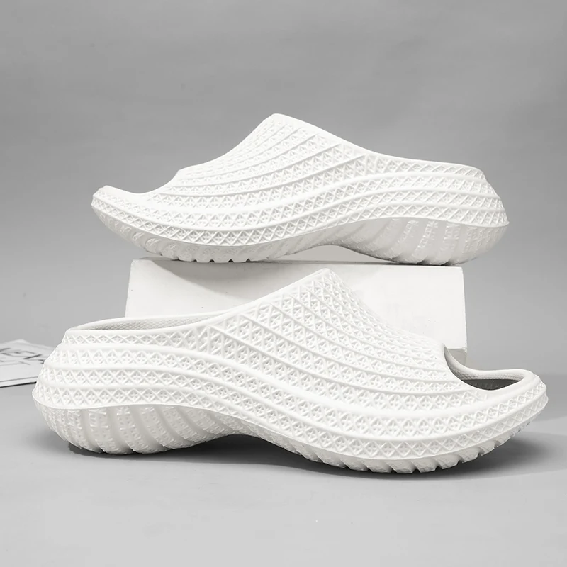 Regular fit men home slides standard shoe shape, flexible outsole, breathable anti-slip shoes for men daily home life