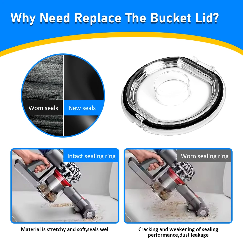 غطاء حاوية الغبار غطاء دلو غطاء الأرضية وحلقة لإحكام الإغلاق لدايسون V7 V8 SV10 SV11 مكنسة كهربائية جزء كوب الغبار الملحقات