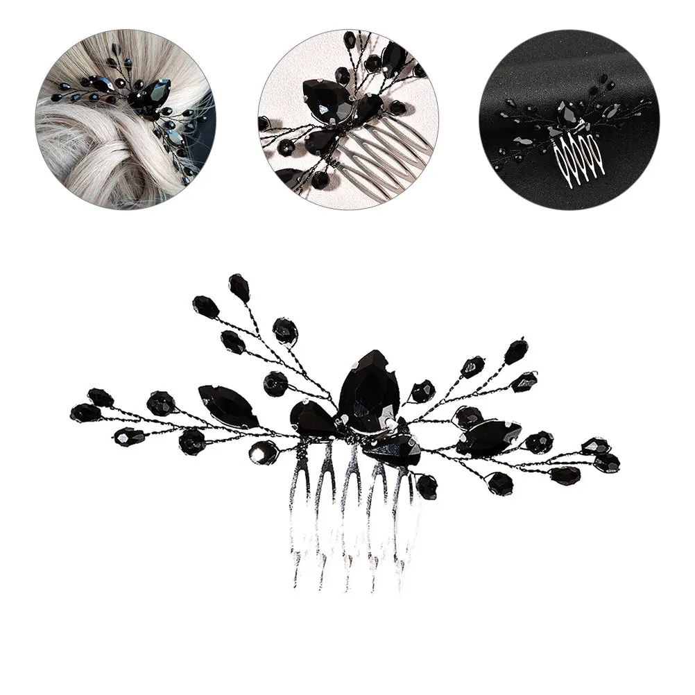 

Floral Rhinestone Hair Comb Elegant Bride Headdress Fashion Insert Comb Wedding Bridal Hair Accessories Headwear for Ceremony