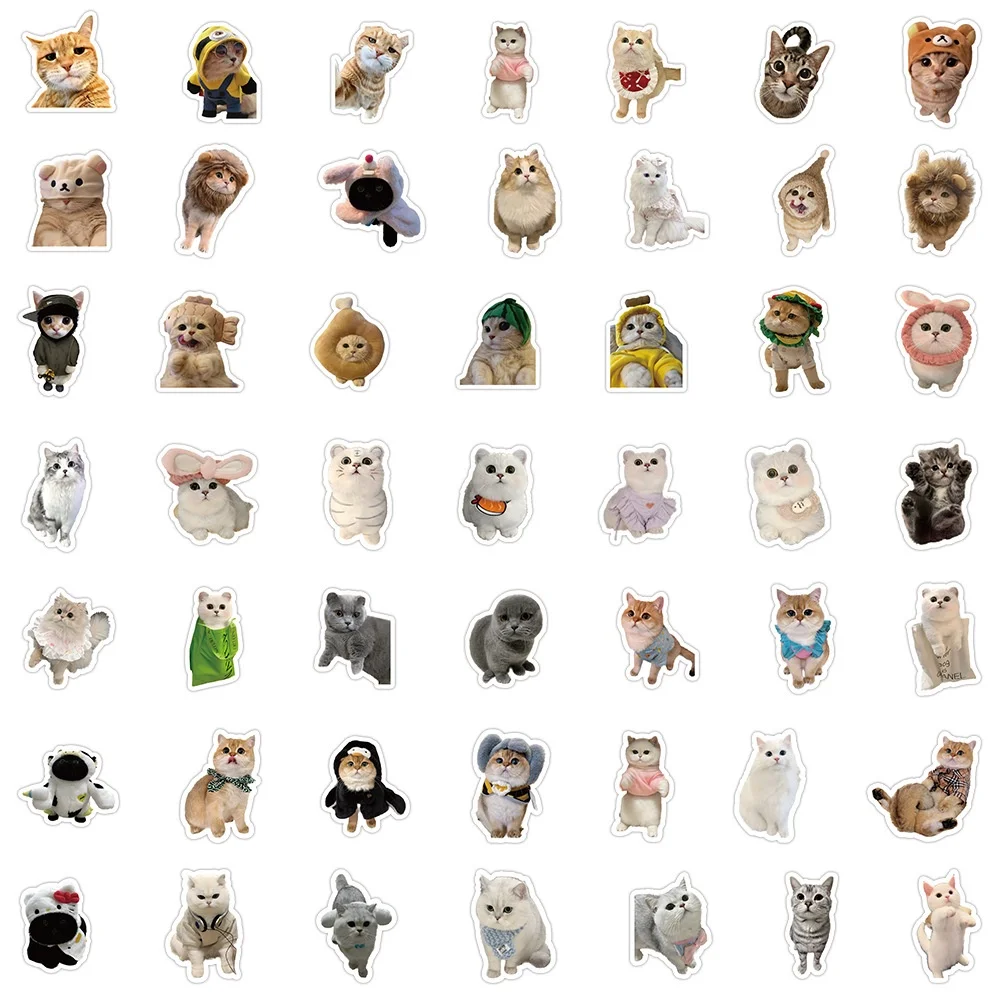 100PCS Cute Cartoon Realistic Cute Pet Kitten Waterproof Stickers For Hand Account Pencil Case Decals BulingBulingStickers Store