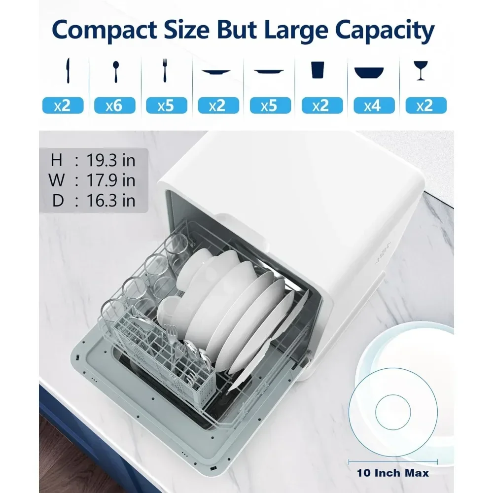 28 Pieces Dishes/Cycle, 6 Washing Programs&Hot Drying, Dish Washer with 360°Dual Spray, with Child Lock&Delayed Start