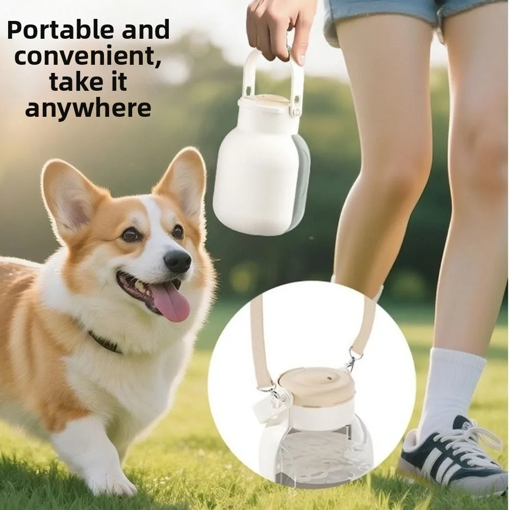 2in1デザイン犬用ウォーターボトル-大容量漏れ防止ペット用飲料ボトル-給水器-プラスチック製犬用外出用ケトル