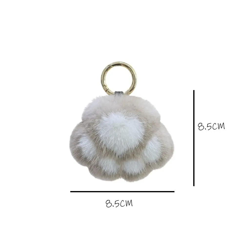 Couple Keychain Cat Paw Pendant Keychain Fluffy Kawaii Faux Fur Keychain Soft Charm Plush Toy Key Ring Backpack Car Key Pendant