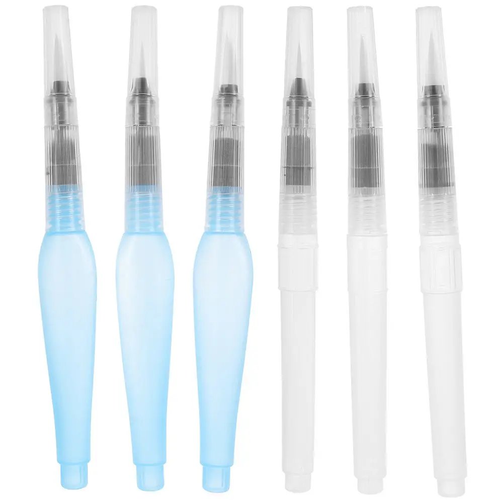 

Набор из 6 пустых акварельных ручек-кистей, многоразовые, прозрачные, для рисования гуашью и художественных работ