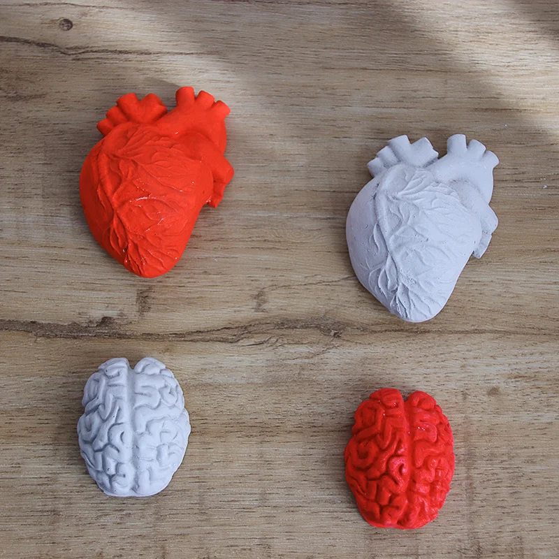 Halloween Mini 3D Heart Brain Silicone Mold Fondant Chocolate Moulds DIY Pastry Cake Decoration Baking Tools Cupcake Topper