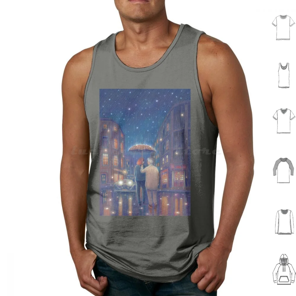 Tank Tops Print Cotton Nokeek Illustory Illustore Illustoryart Angel Demon Bookshop Rain Umbrella London Love Stars