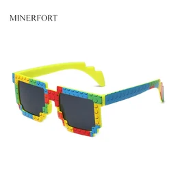 MINERFORT Pixelated Color mosaic Glasses Party Plastic Building Blocks Glasses Birthday Party Decorations Plastic Glasses