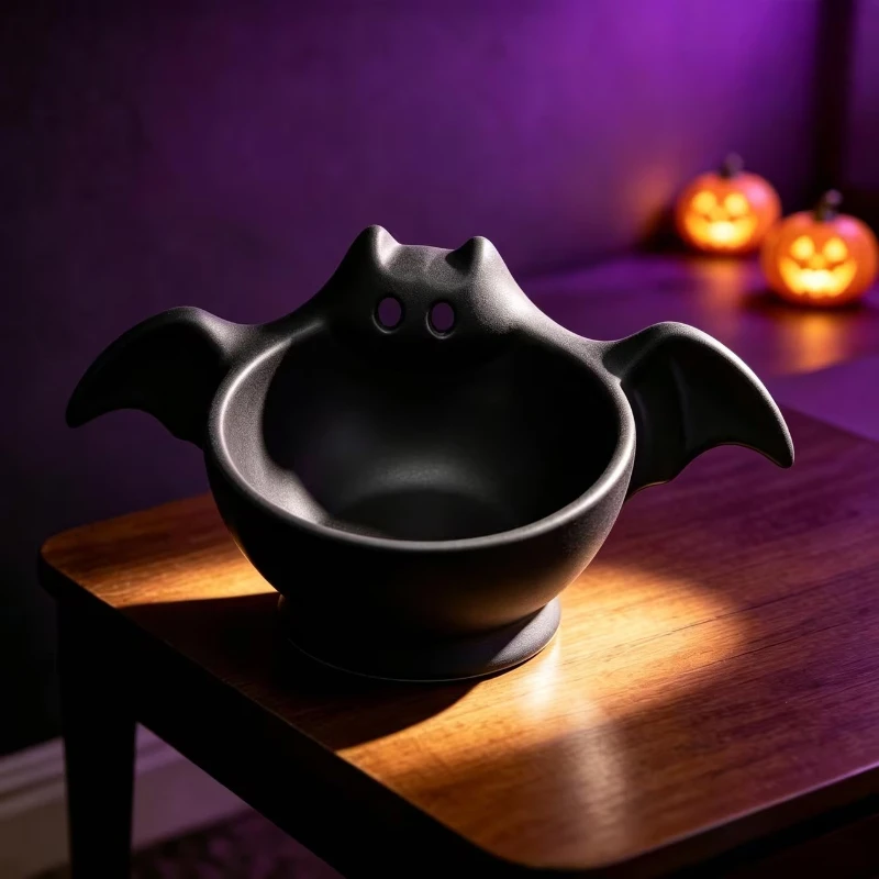 Halloween Bat Shaped Storage Bowl Home Décor Multifunctional Organizer Figurine Spooky Party Snack