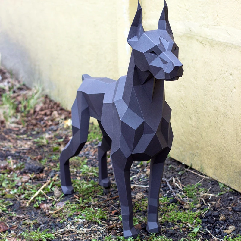 3D Paper Model Handmade Dobermann  75Cm DIY Papercraft Home Decor Desk Decoration Puzzles Educational DIY Kids Toys Gift 3398