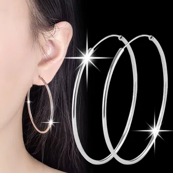 3/4/5/6CM Round Hoop Earrings 925 Sterling Silver For Women Party Luxury Jewelry…