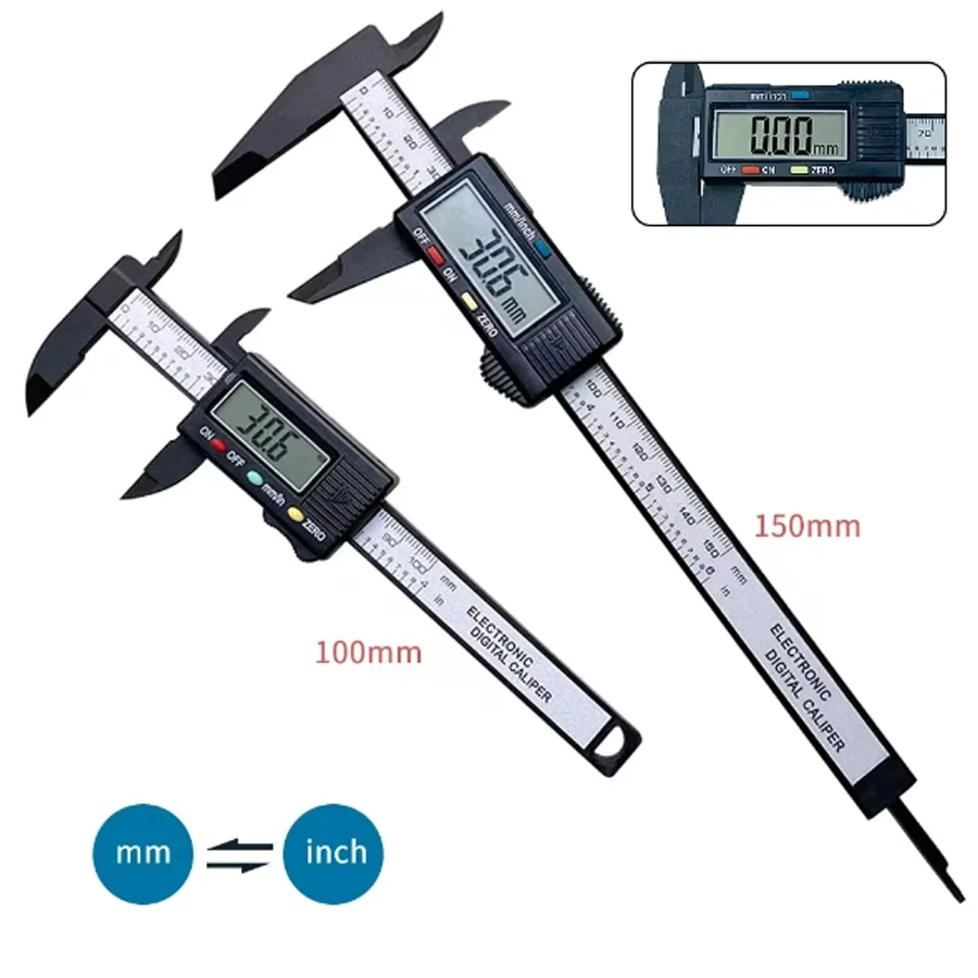 150mm 100mm Electronic Digital Caliper Carbon Fiber Dial Vernier Caliper Gauge Micrometer Measuring Tool Digital Ruler