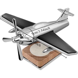  ﻿ Alloy Solar Airplane Car Diffuser Wooden Base Fragrance Diffuser Energy Rotate Airplane Ornaments for Car Office Home Decor