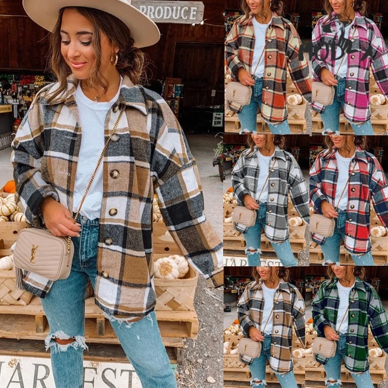 

MODX 2024 Europe And The United States Explosive Amazon Autumn And Winter New Fashion Large Plaid Shirt Women's Woolen Coat