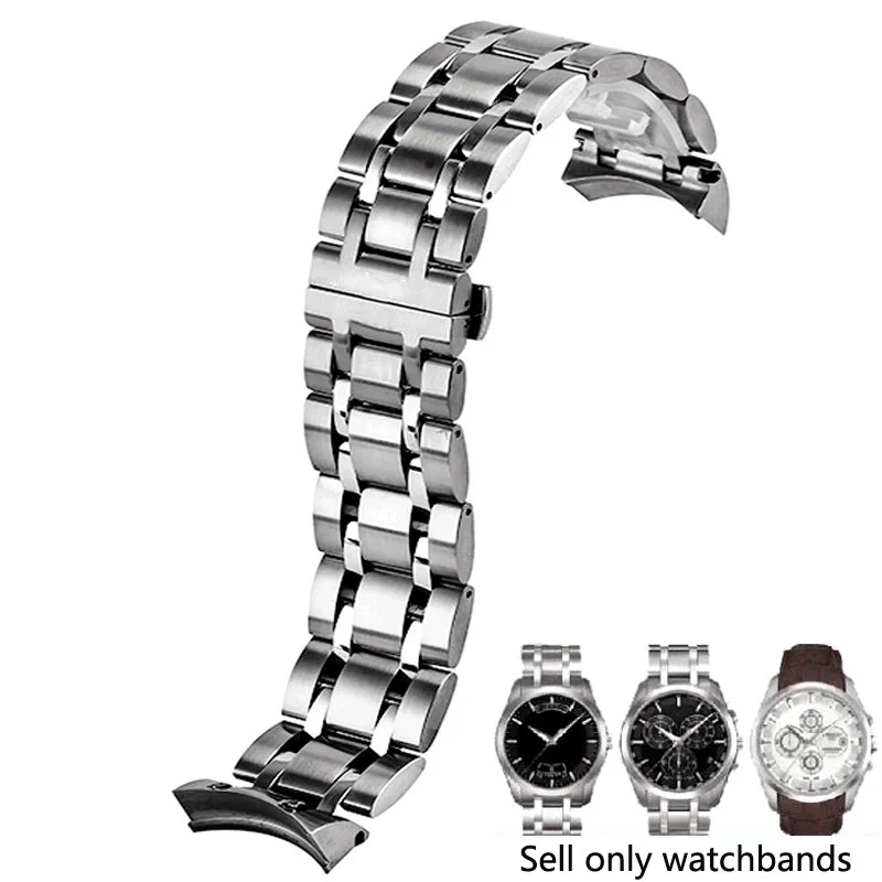 22 مللي متر 23 مللي متر 24 مللي متر نهاية منحنية الفولاذ المقاوم للصدأ الساعات ل تيسو 1853 Couturier T035 حزام (استيك) ساعة النساء الرجال حزام سوار